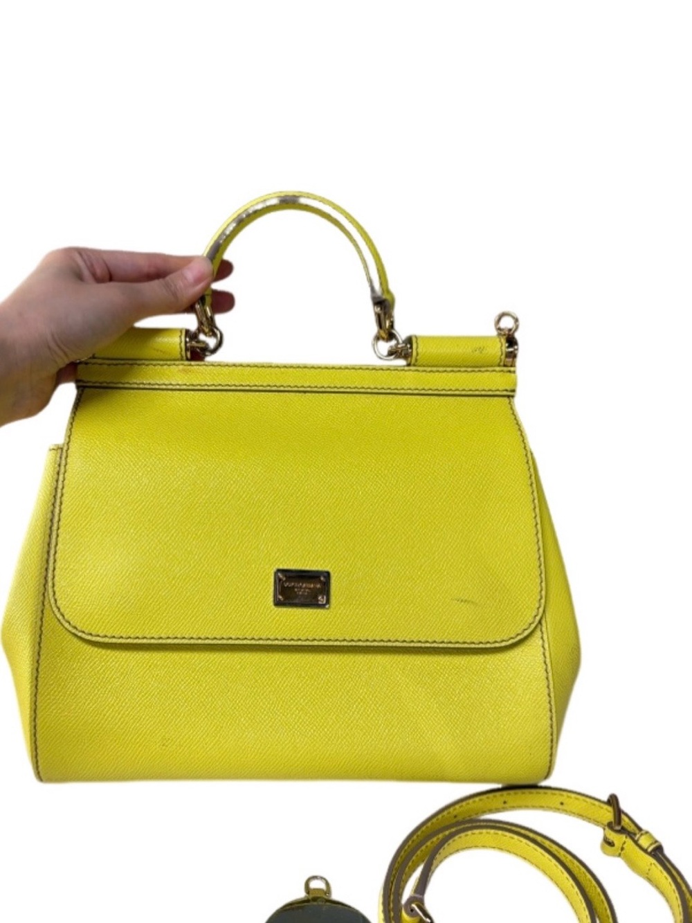 Dolce & Gabbana Sicily Yellow Structured Top-Handle Handbag